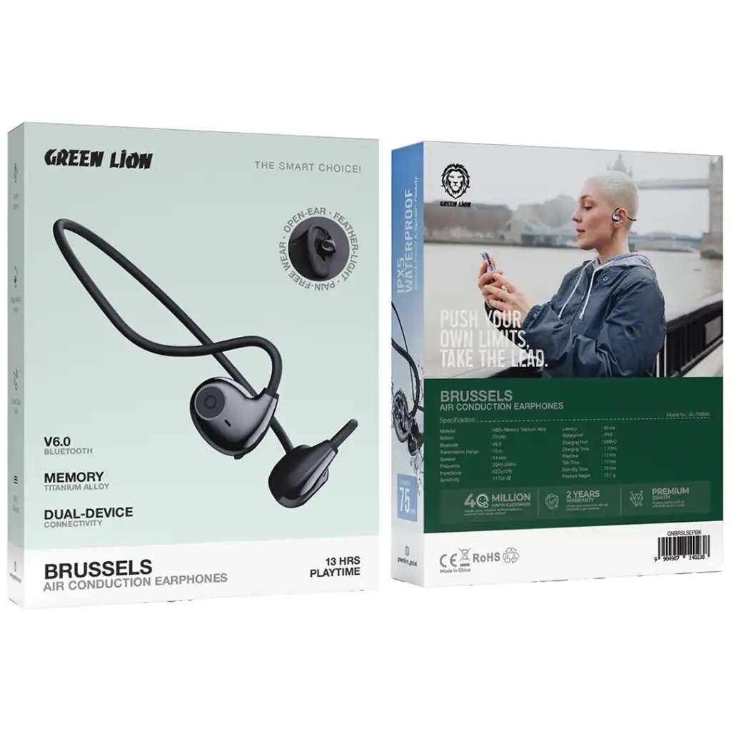 Green Lion Brussels Air Conduction Earphones - Open Ear Dual Device Connectivity - Linkphones Center